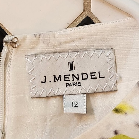 J Mendel dress, size 12, white with black and neon green print - Picture 5 of 5